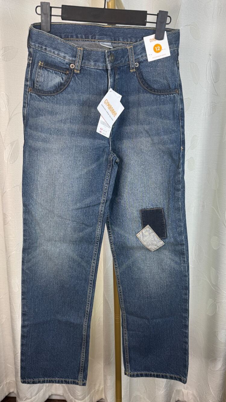 NWT Gymboree Girls Adjustable Waist Patchwork Jeans, Size 12